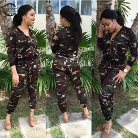 Long Sleeve Women Camouflage Yoga Suit