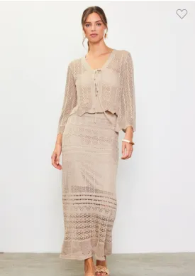 Lorena Open Knit Cardigan and Skirt Set