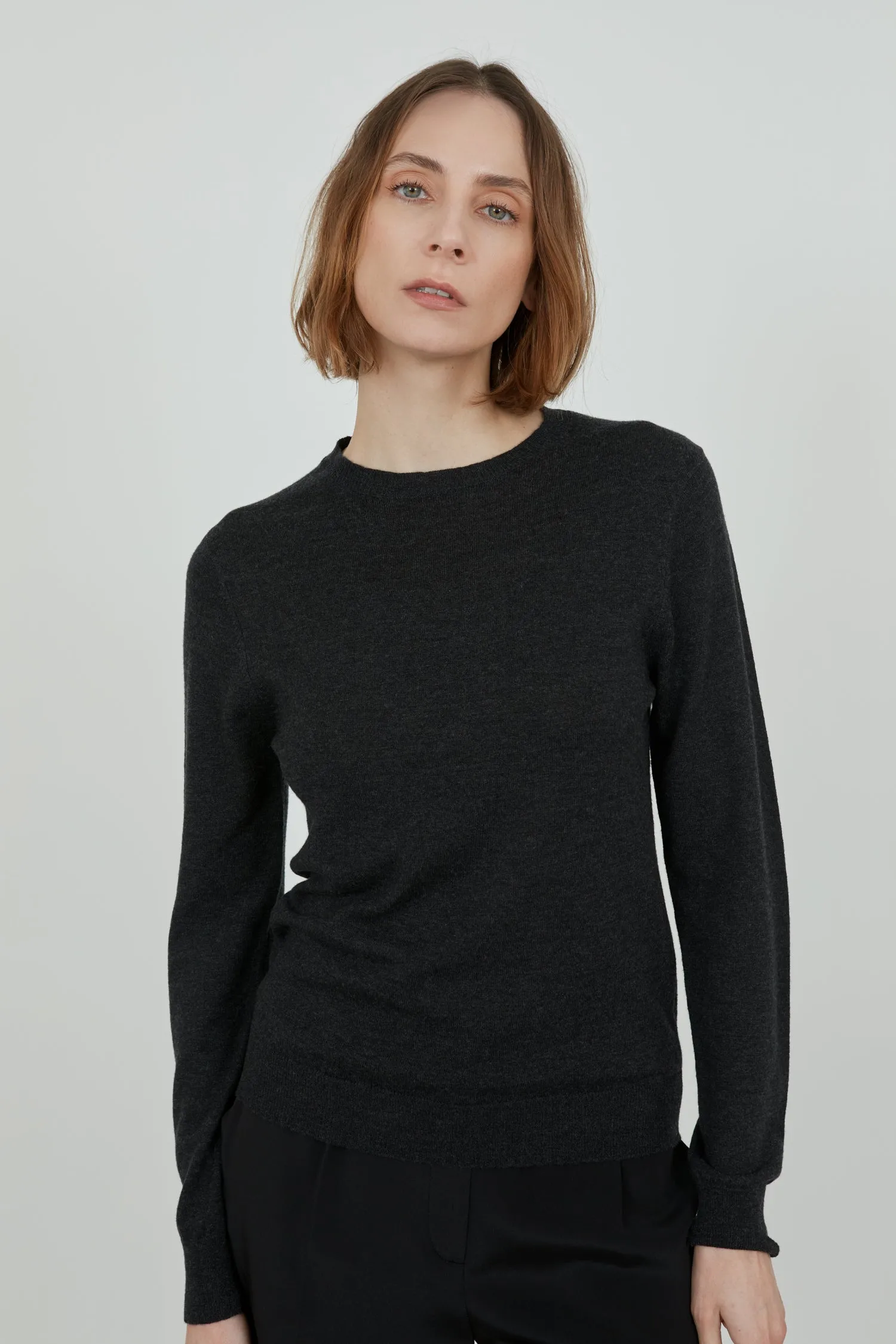 Maya knitted sweater | Dark grey - Ultrafine merino-cashmere-silk blend