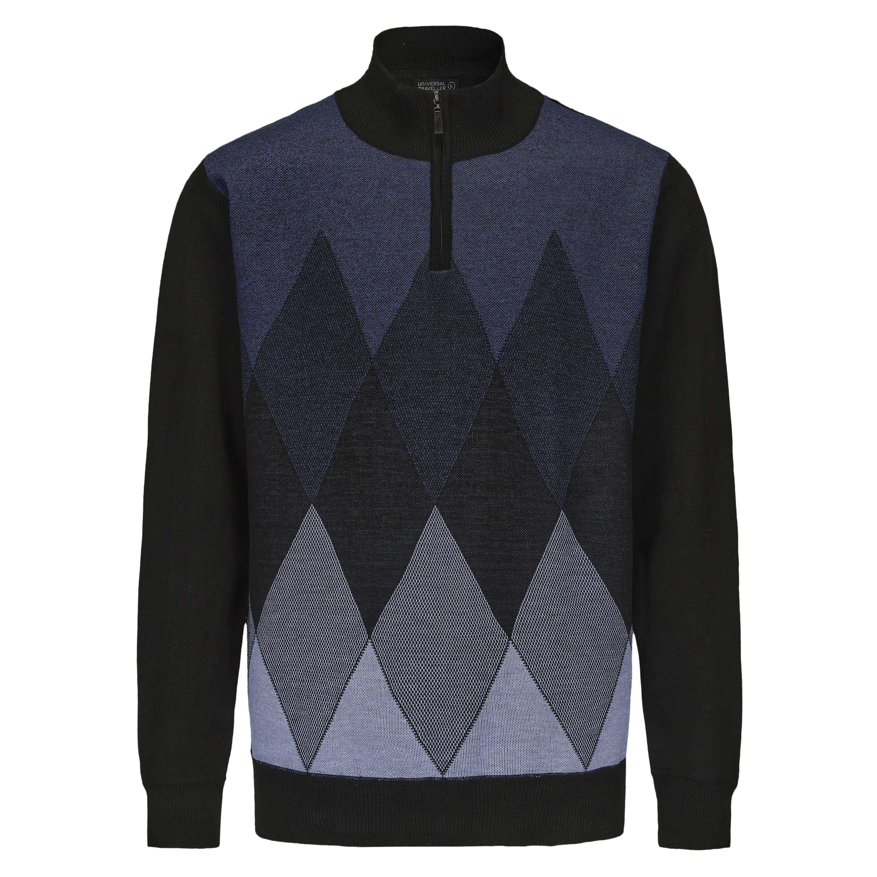 Men's Henley Mock Neck Argyle Knitted Sweater