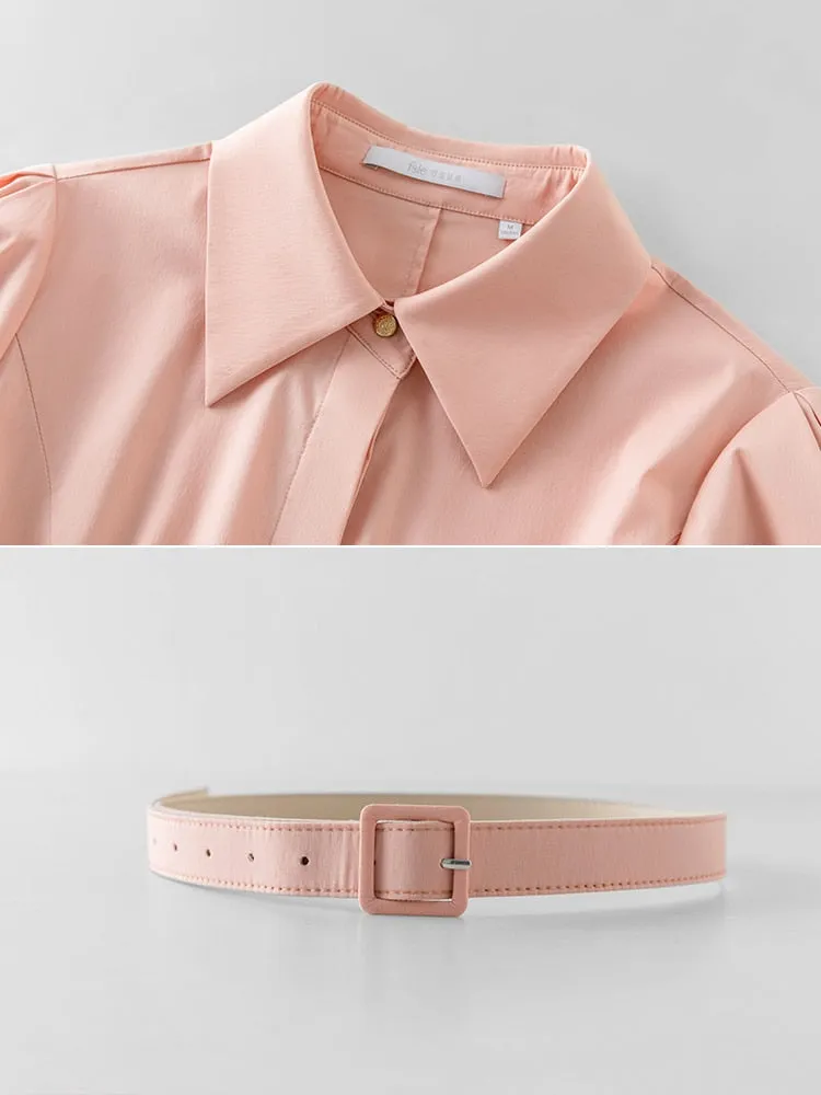 Nsquared Commuter Formal Occasion Temperament Shirt Dress | Summer New Solid Color Interview Shirt Skirt with Belt Women