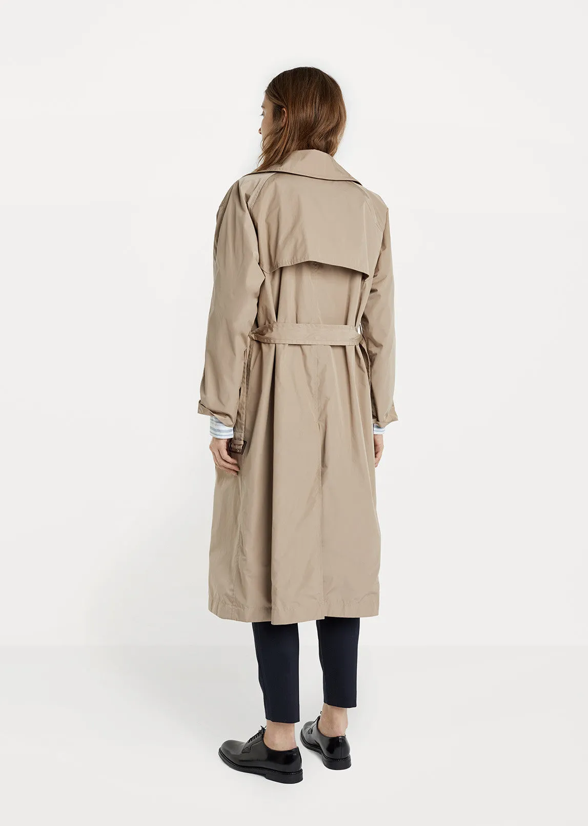 Nylon Double Breasted Trench