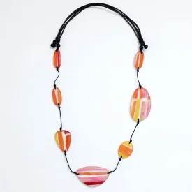 Orange Ember Geometric Statement Necklace