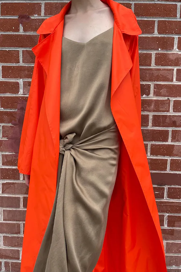 Oversized Trench Coat in Vermilion