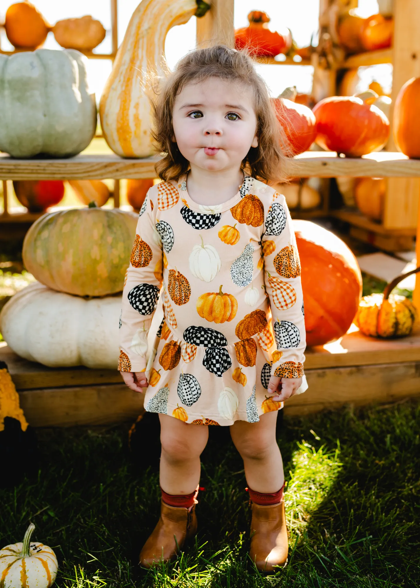 Patterned Pumpkins Baby Dress