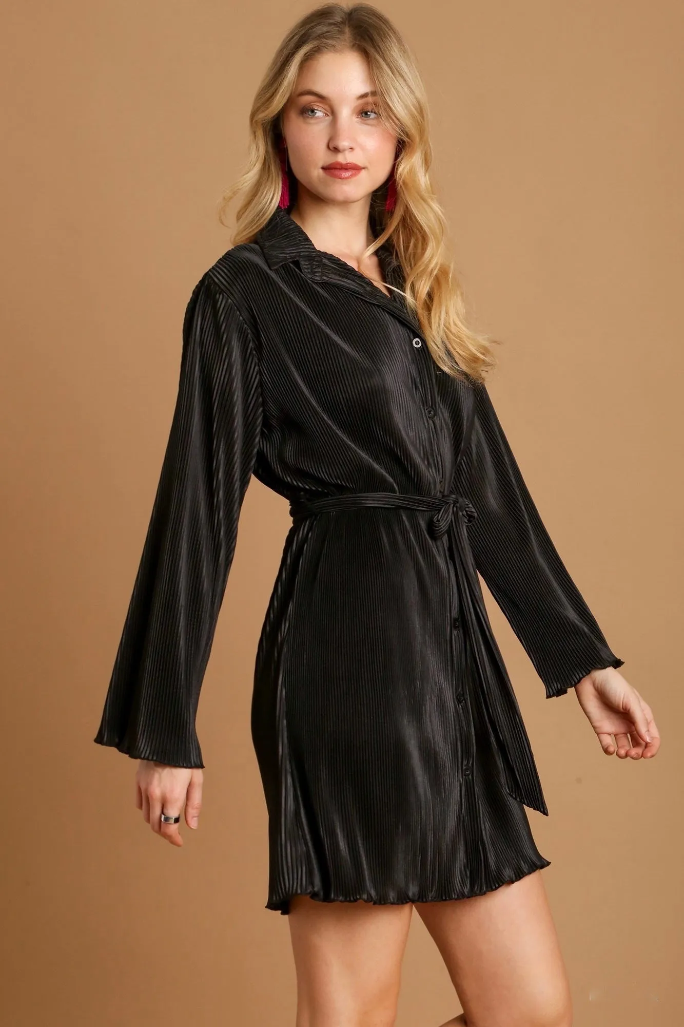 Pleated Cutie Black Dress