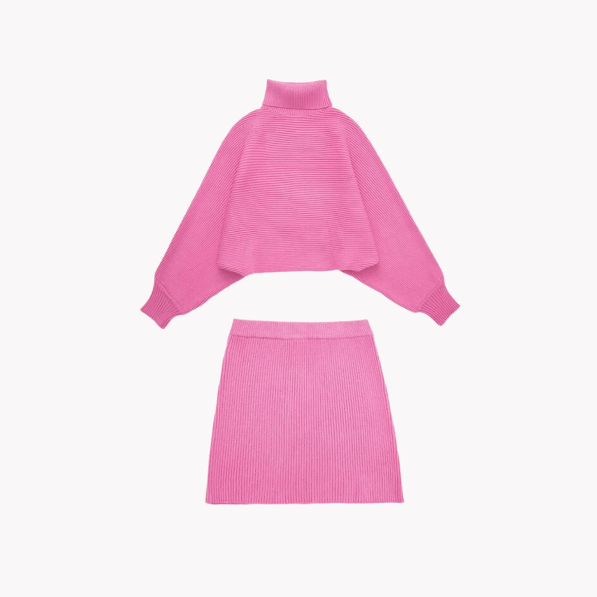 Pre Order:  Pink Knit Turtleneck Set