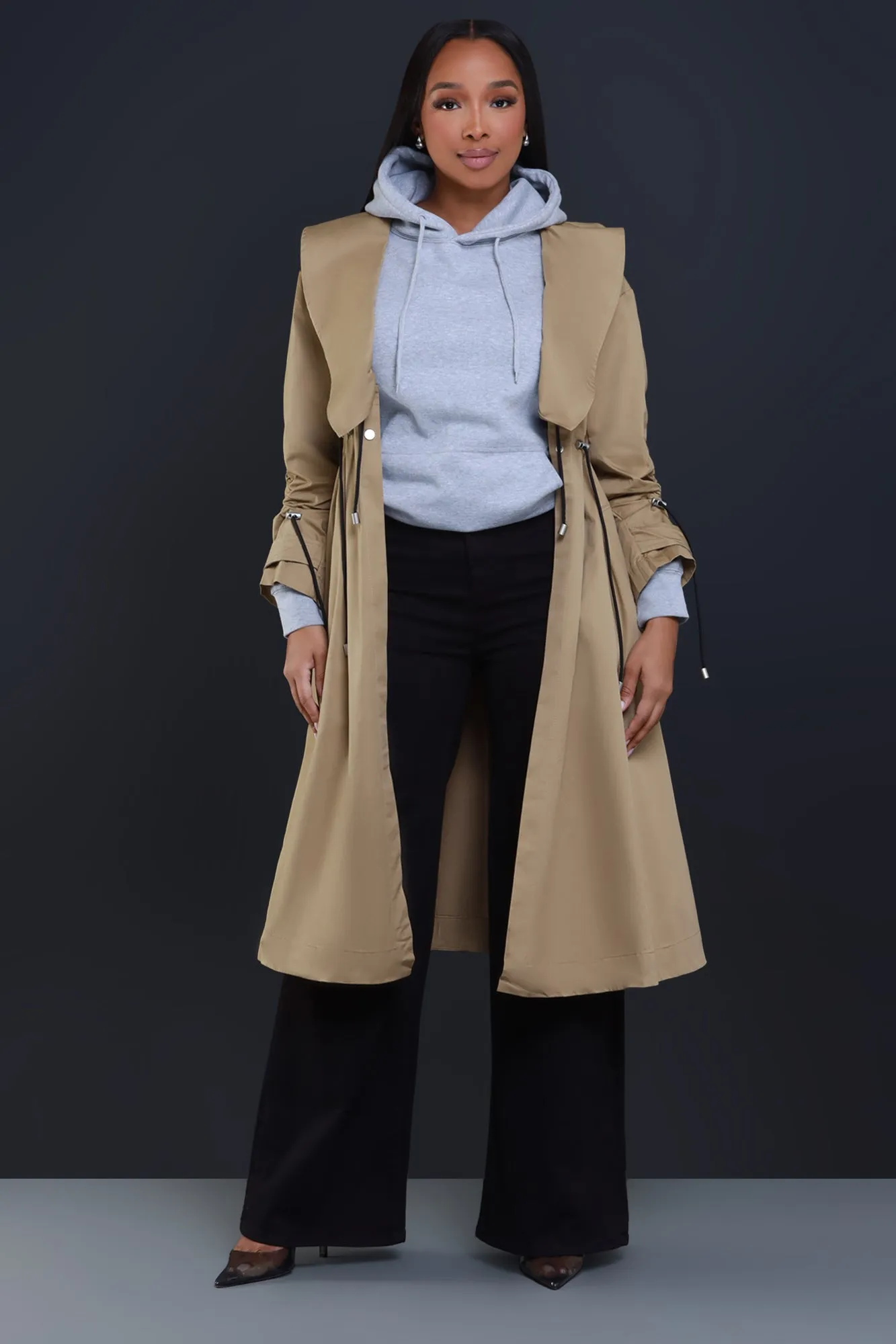 Rainy Day Belted Trench Coat - Khaki