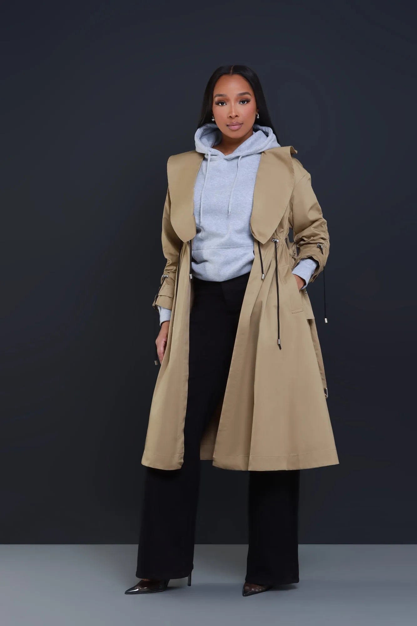 Rainy Day Belted Trench Coat - Khaki