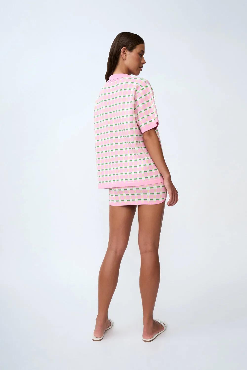 Remy Checker Knit Mini Skirt | Final Sale - Pink Green Yellow