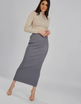 Ribbed Knit Skirt - Shades of Grey