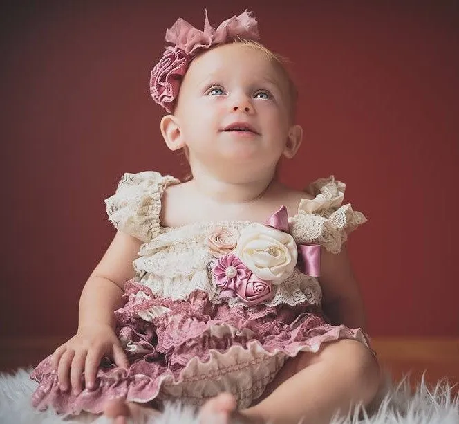 Rose pink embroidered lace dress