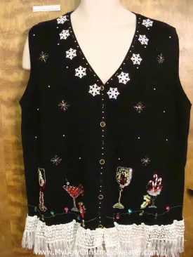 Snowflakes and Alcohol Corny Christmas Sweater Vest