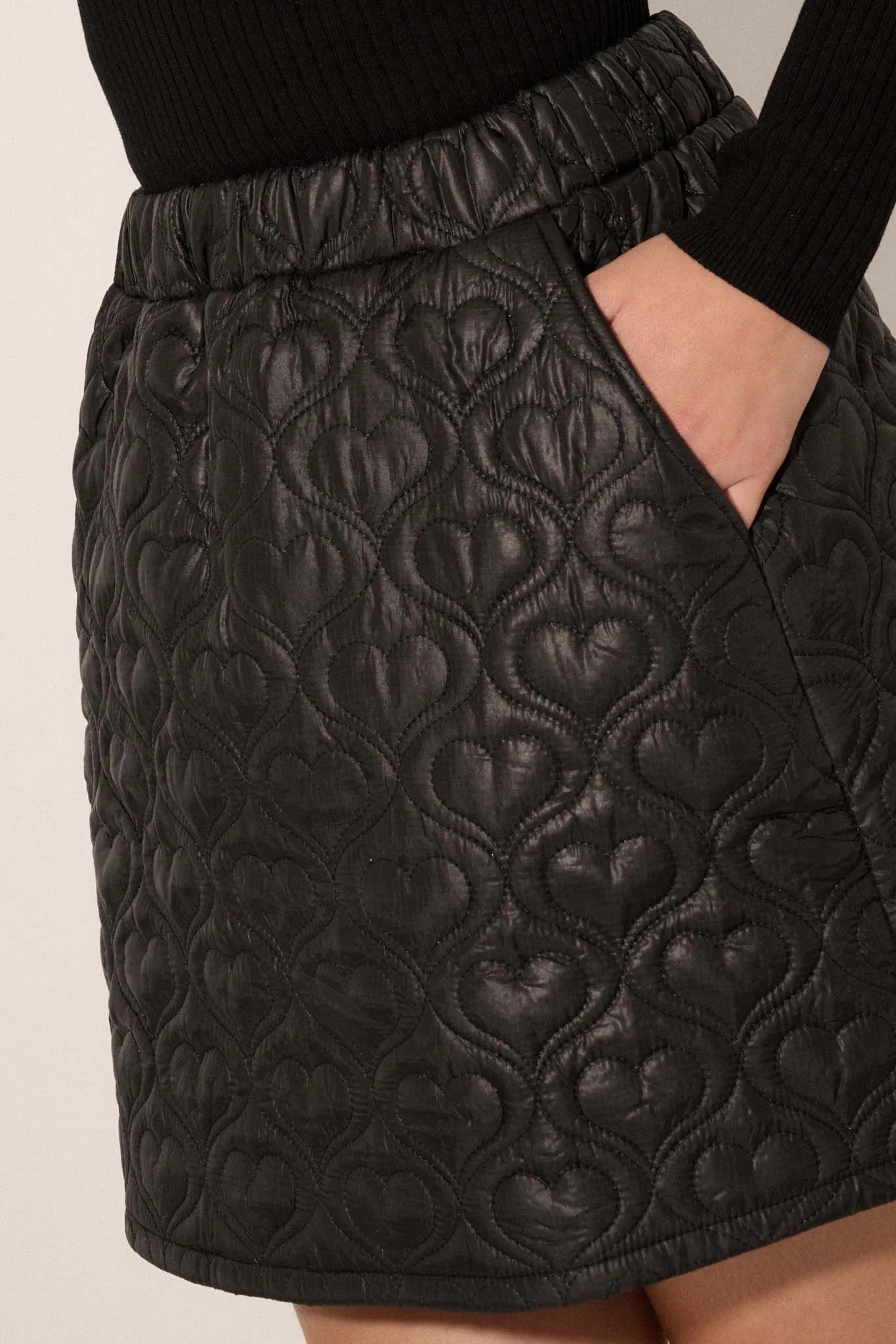 Soft Hearted Quilted Vegan Leather A-Line Mini Skirt