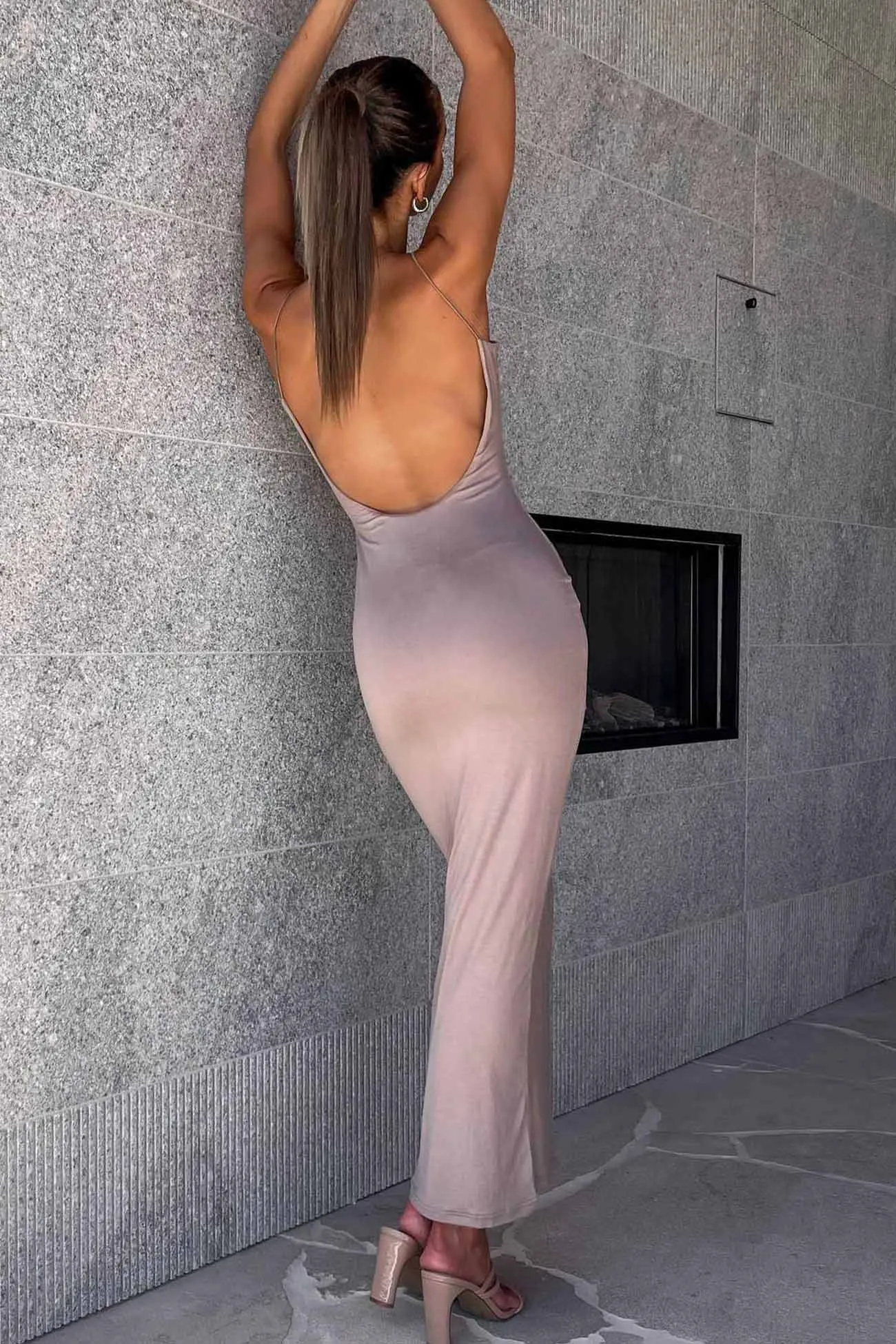 Solid Color Backless Cami Dress