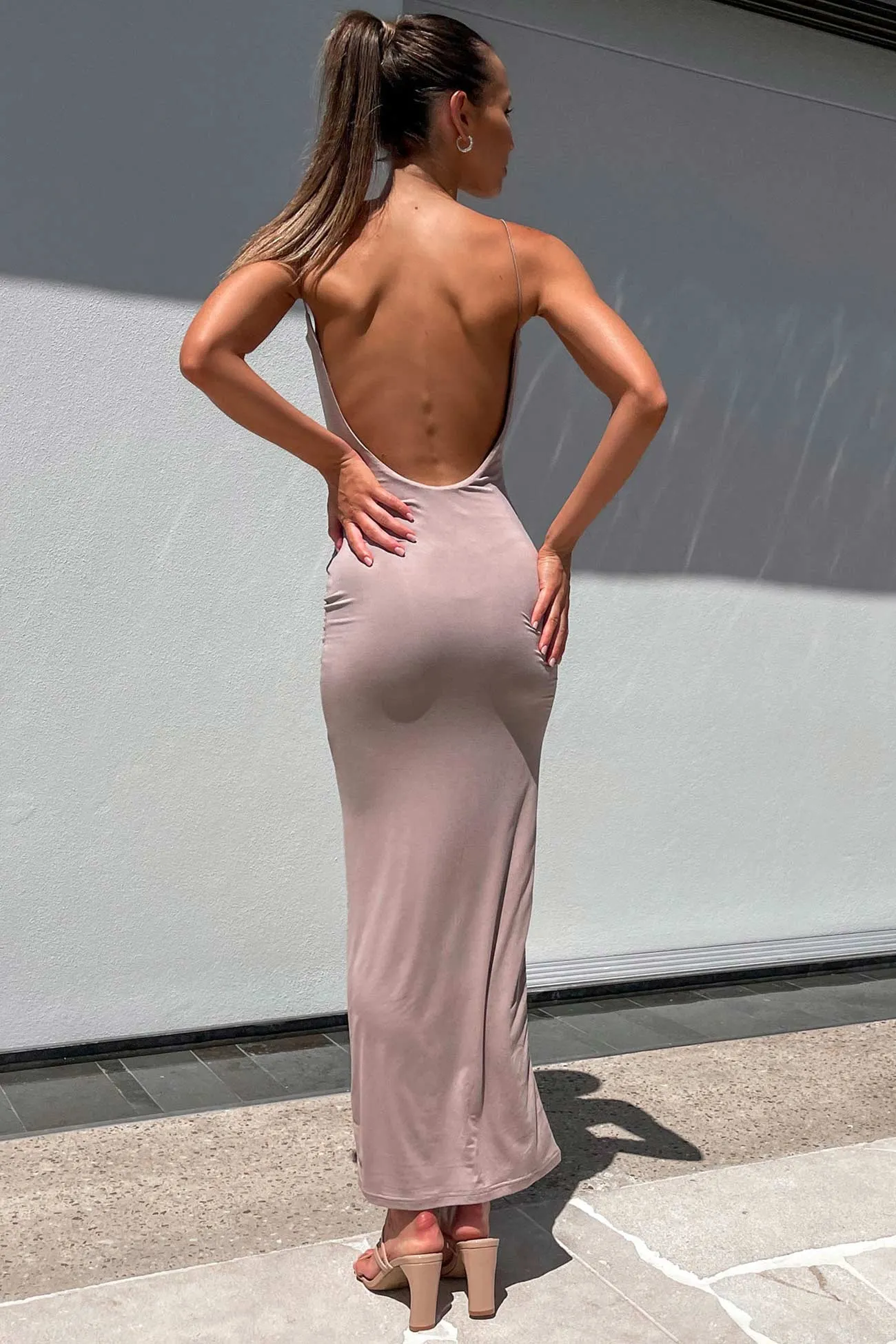 Solid Color Backless Cami Dress