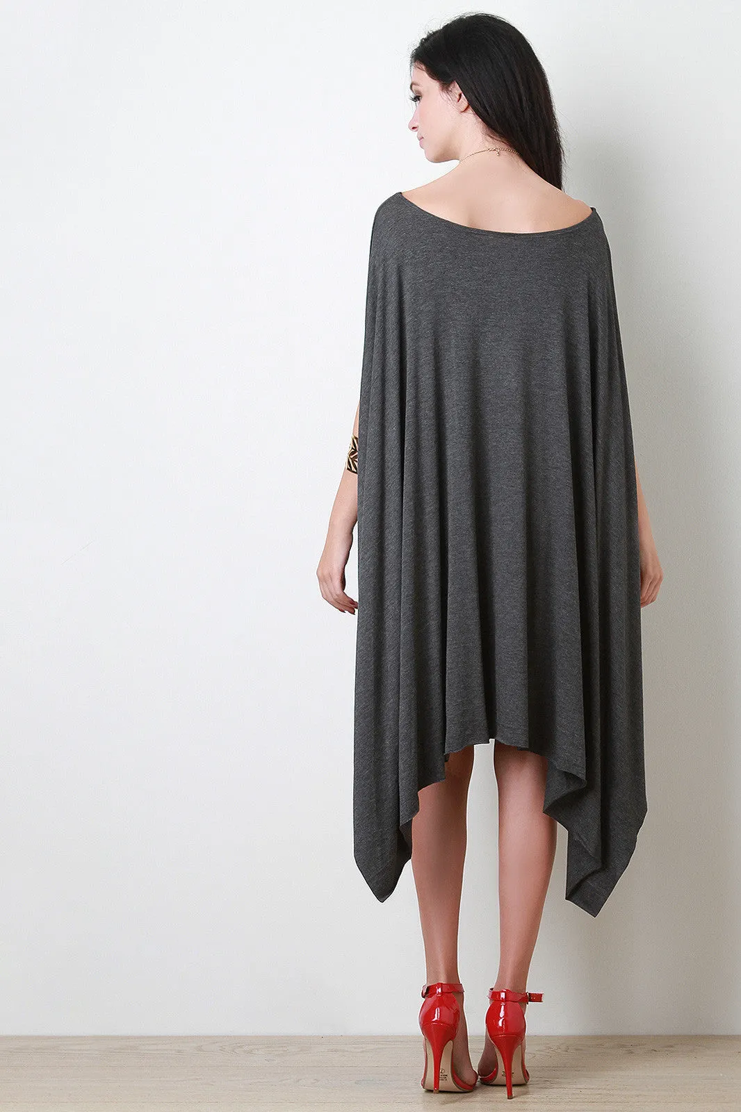 Solid Color Handkerchief Poncho Dress