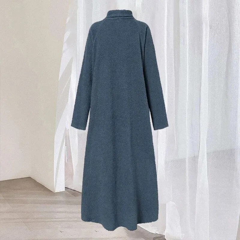 Solid Color Turtleneck Dress