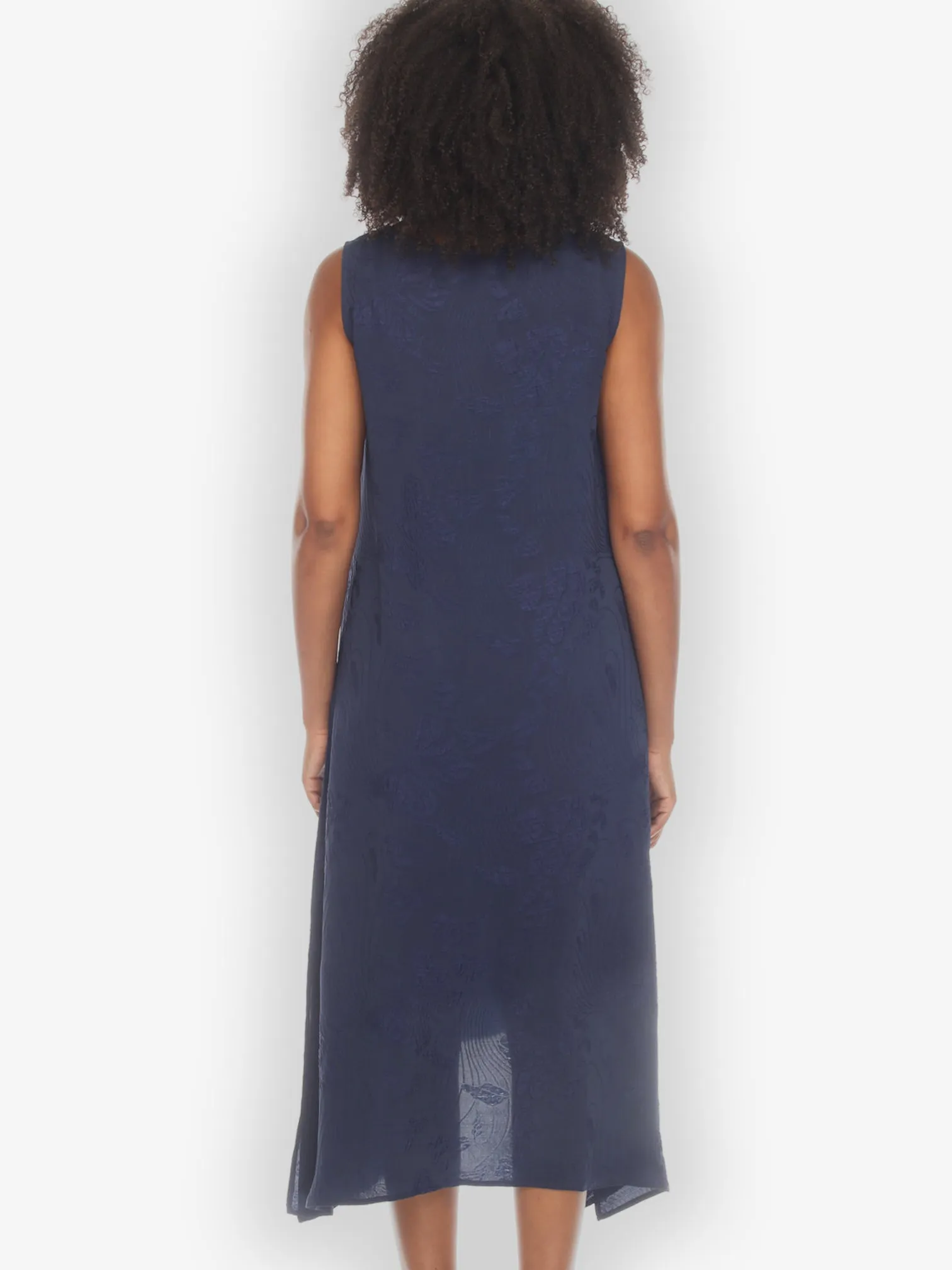 Solid Navy Silk Tank Dress