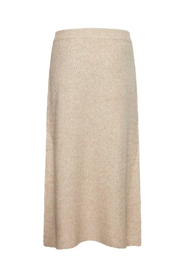 The Merli Knit Skirt - Cement Melange - PLUS