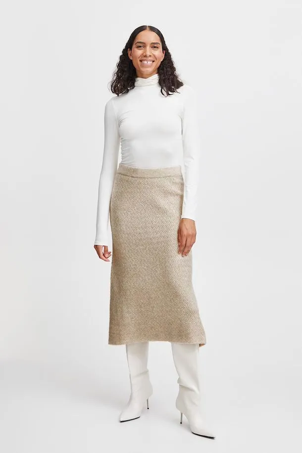 The Merli Knit Skirt - Cement Melange - PLUS