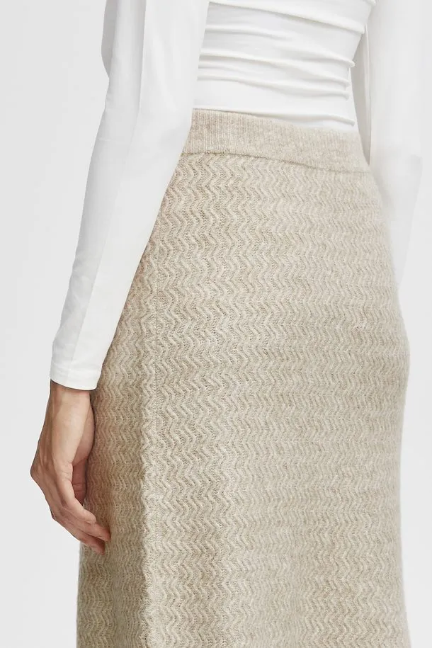 The Merli Knit Skirt - Cement Melange - PLUS