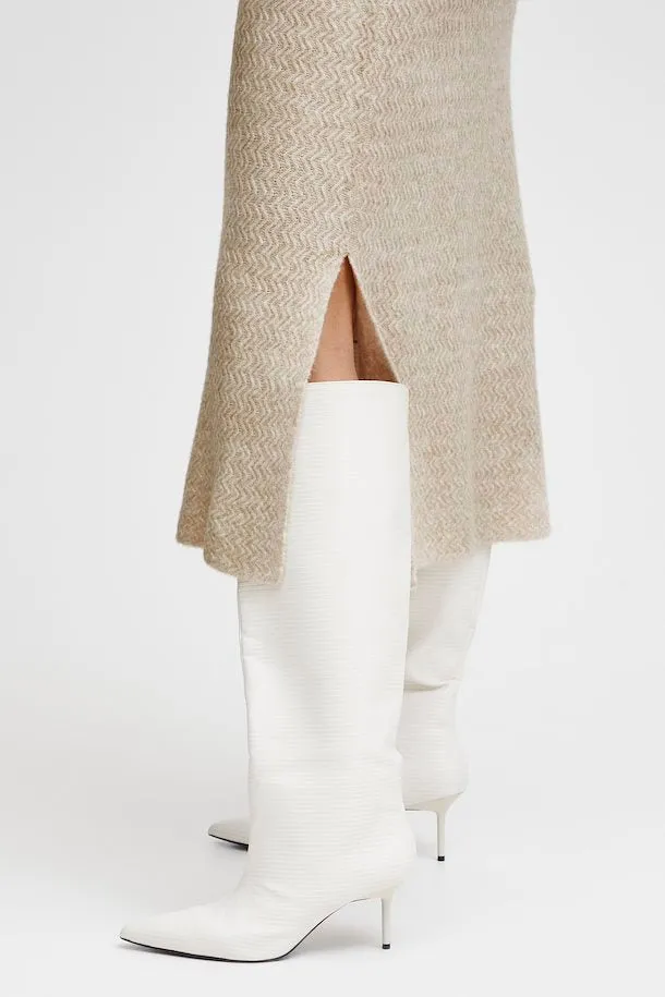 The Merli Knit Skirt - Cement Melange - PLUS