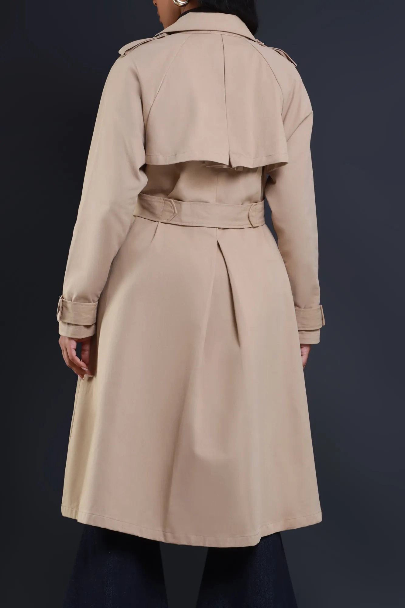 Under The Weather Longline Trench Coat - Khaki