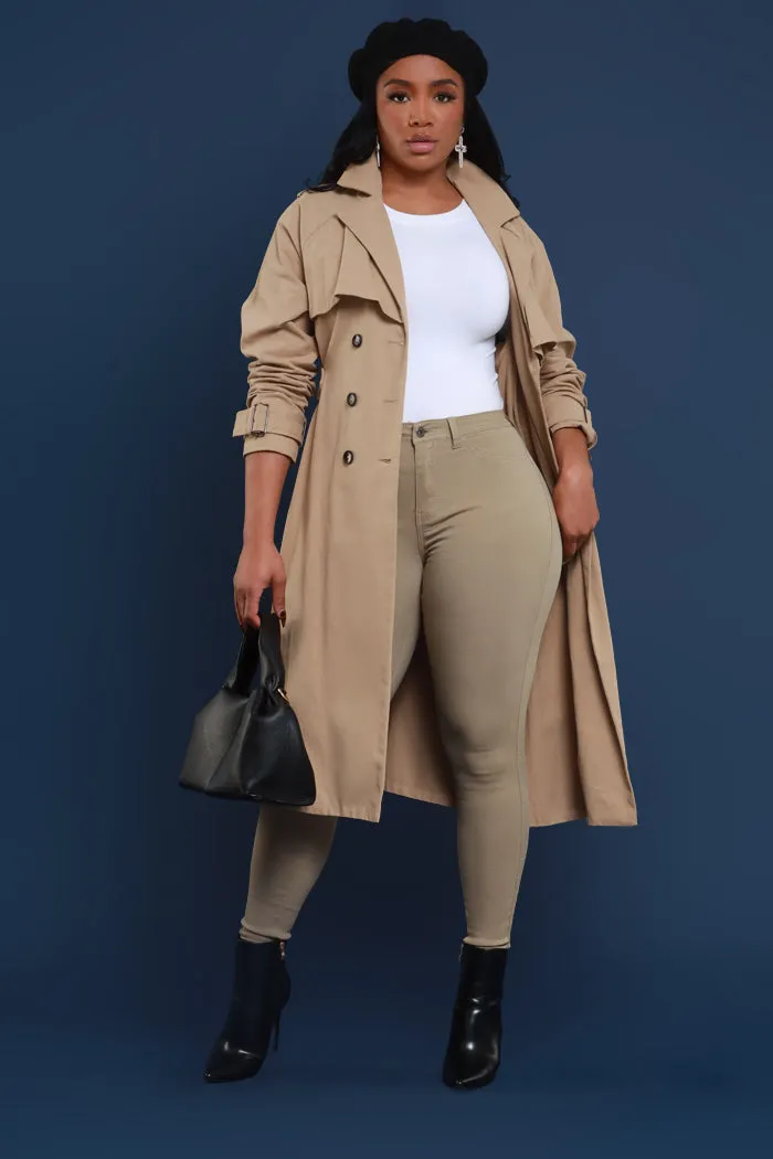 Under The Weather Longline Trench Coat - Khaki