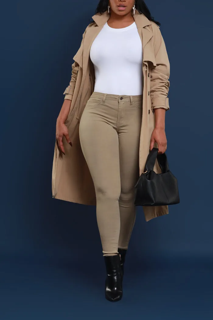 Under The Weather Longline Trench Coat - Khaki