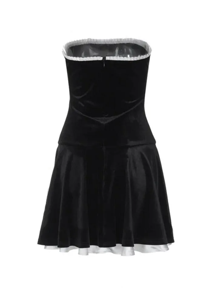 Uniwim Velvet Splice Pleated Bandeau Mini Dress