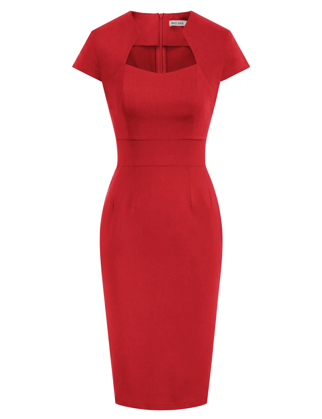 Vintage Cap Sleeve High Stretchy Hips-Wrapped Bodycon Pencil Dress