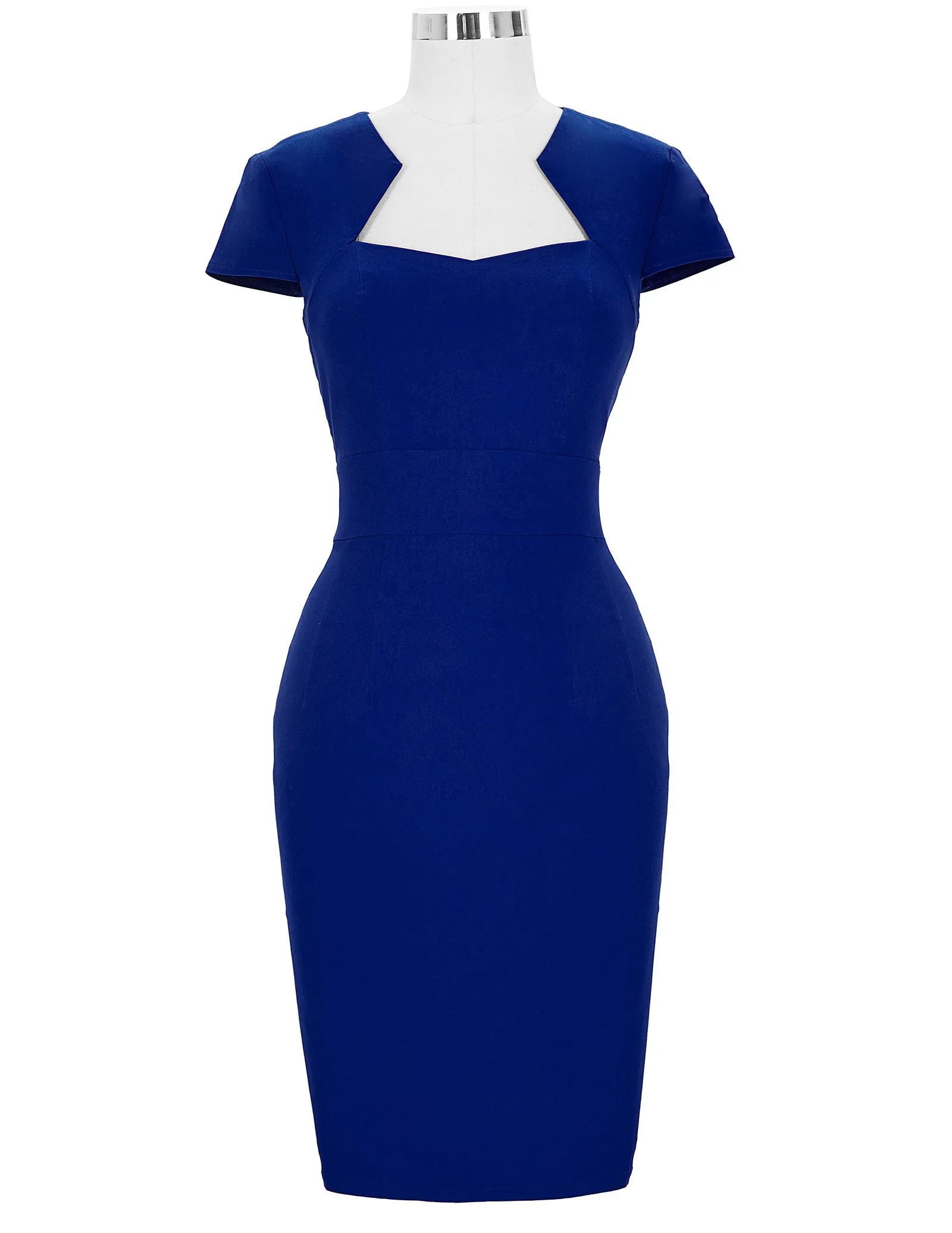 Vintage Cap Sleeve High Stretchy Hips-Wrapped Bodycon Pencil Dress