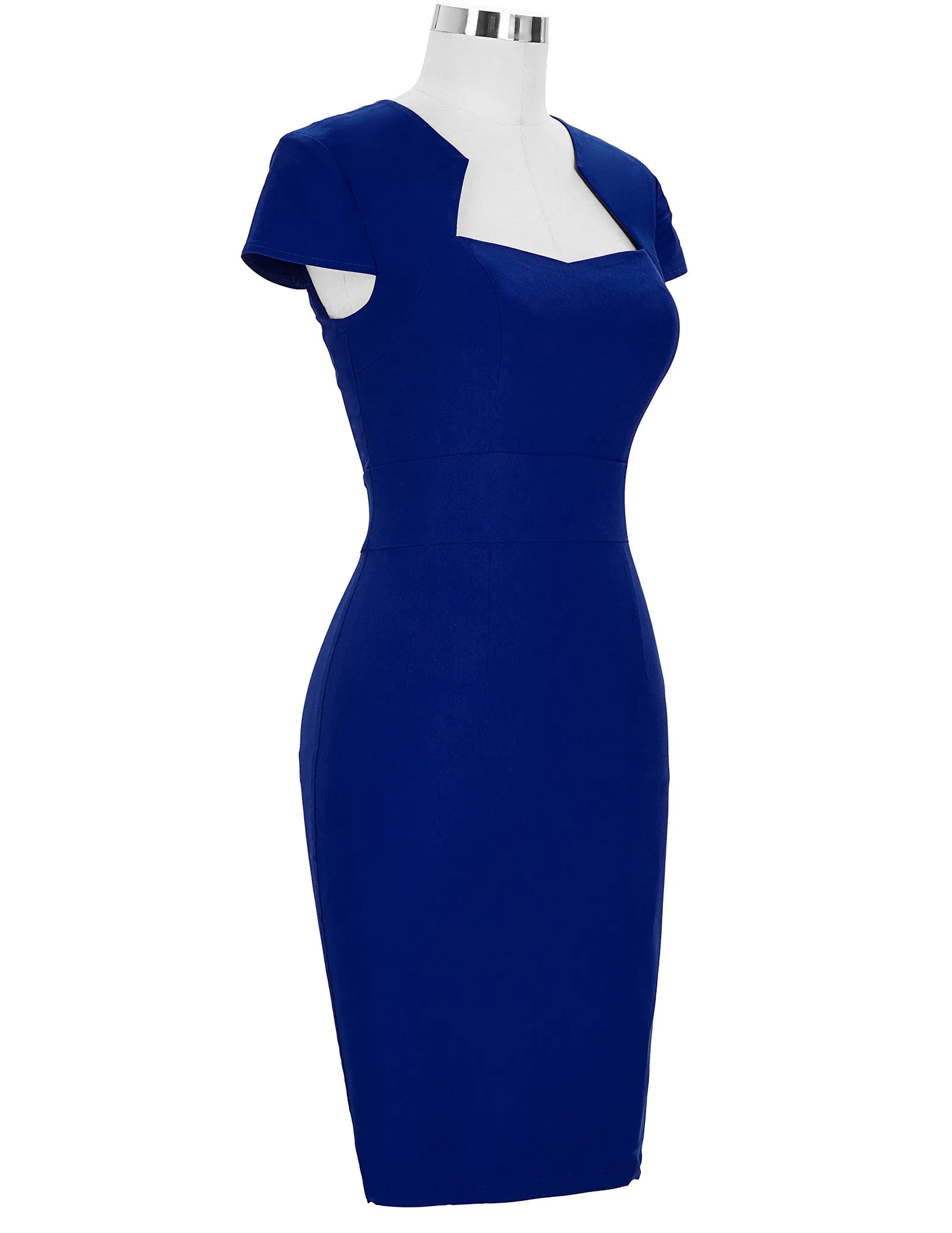 Vintage Cap Sleeve High Stretchy Hips-Wrapped Bodycon Pencil Dress