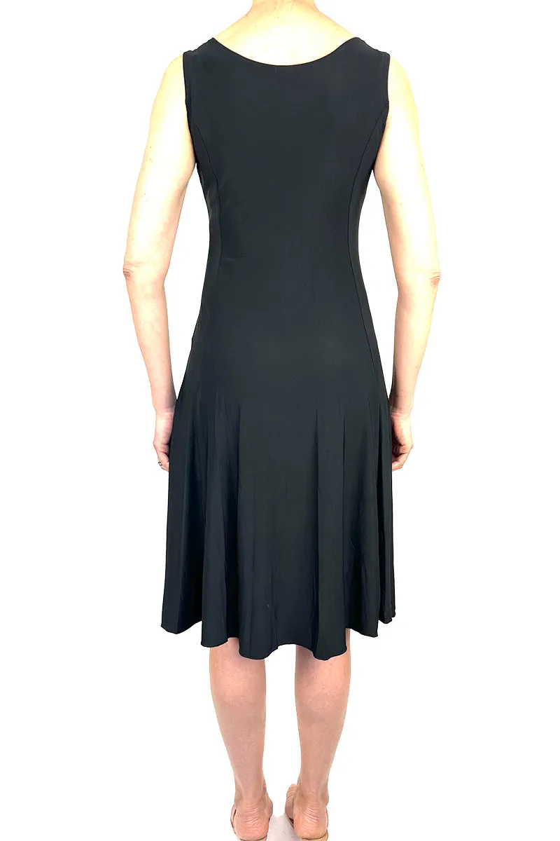 Women's Dress Black Fit And Flare Flattering Design Timeless Style Wardrobe Essential Perfect For all Season Any Special Occasion Soft Flowing Quality Stretch fabric travel Friendly made in Canada Yvonne Marie Boutiques